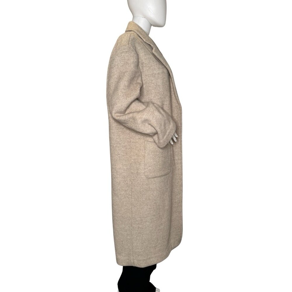 New Reformation Wool Coat Size M Wrap Beige Neutral - Picture 3 of 12
